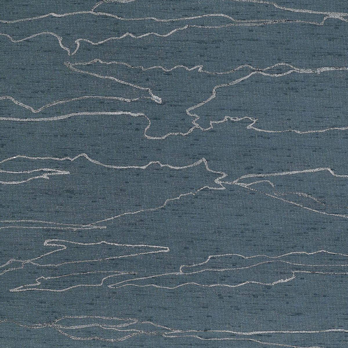 Midnight pewter wallcovering with silver contour lines