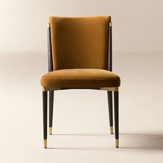 Amber smoked velvet dining chair